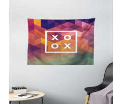 Colorful Geometric Kiss Square Wide Tapestry