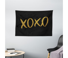 Romance Love Kisses Dark Print Wide Tapestry