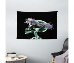 Xray Skeleton with Wreath Wide Tapestry