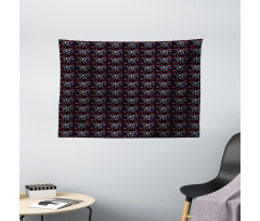 Aqua Ribcage with Flowers Wide Tapestry