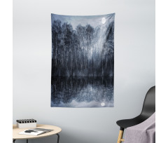 Night Woodland by the Lake Tapestry