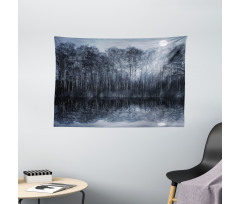 Night Woodland by the Lake Wide Tapestry