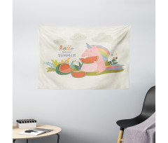 Summer Unicorn Watermelon Wide Tapestry