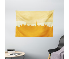 Panoramic Silhouette Cityscape Wide Tapestry