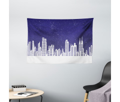 New York Skyline Starry Night Wide Tapestry