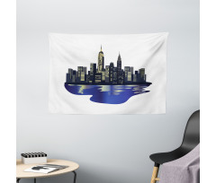 Metropolitan New York Night Wide Tapestry