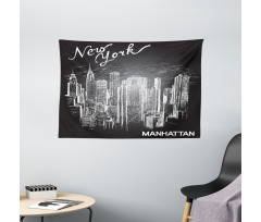 New York Manhattan Skyscrapers Wide Tapestry