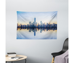 Manhattan Skyline Reflection Wide Tapestry