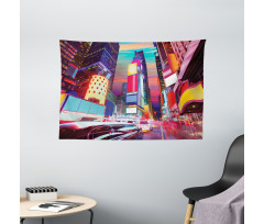 Colorful Night Times Square Wide Tapestry