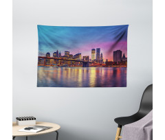 Manhattan Vivid Dusk Skyline Wide Tapestry