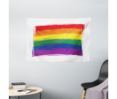 Watercolor Rainbow Flag Love Wide Tapestry