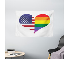 Heart with Old Glory Rainbow Wide Tapestry