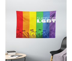 Support LGBT Celebration Flag Wide Tapestry