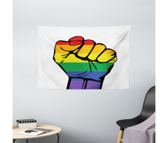 Gay Rights Rainbow Fist LQBT Wide Tapestry