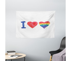 Watercolor I Love LGBT Homo Wide Tapestry