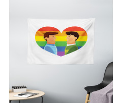 Smiling Men Gay Rainbow Flag Wide Tapestry