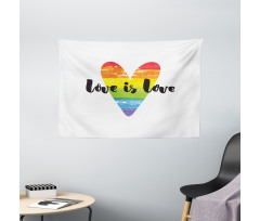 Love is Love Rainbow Heart Wide Tapestry