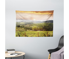 Rural Fields Rising Sun Wide Tapestry