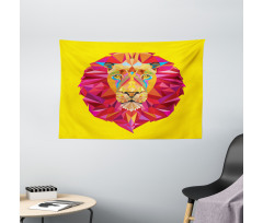 Geometric Lion Face Wide Tapestry