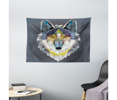 Wolf Coyote Portrait Art Wide Tapestry