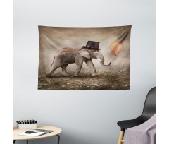 Illusionist Elephant Wide Tapestry