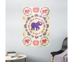 Colorful Floral Elephant Tapestry