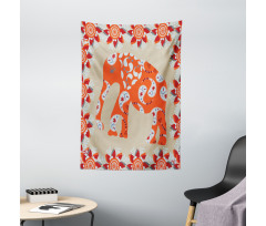 Orange Flower Blossoms Tapestry