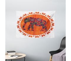 Doodle Vibrant Wide Tapestry