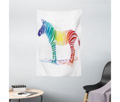 Zebra Rainbow Colors Tapestry