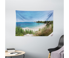 Panoramic Sandy Coastline Wide Tapestry