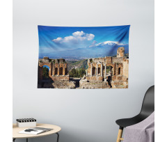 Greek Roman Ruins Landscape Wide Tapestry