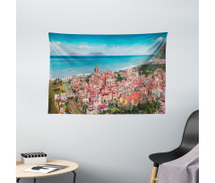 Brolo Town Aerial View Wide Tapestry