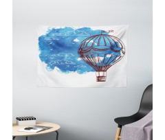 Bon Voyage Sky Cloud Balloon Wide Tapestry