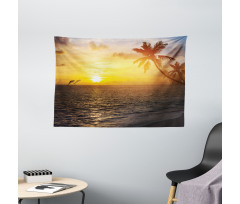 Palm Tree Island Sunset Wide Tapestry
