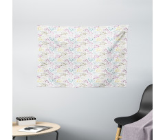 Colorful Retro Bike Pattern Wide Tapestry