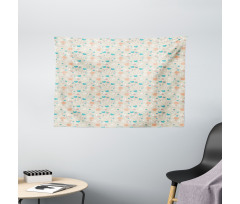 Abstract Art Floral Doodle Wide Tapestry