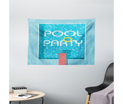 Retro Art Swimming Pool Wide Tapestry