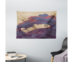Abstract Floral Art Woman Wide Tapestry