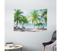 Palm Trees Island Shore Wide Tapestry