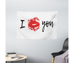 I Kiss You with Lipstick Print Wide Tapestry