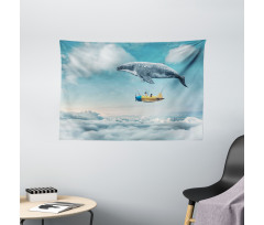 Dreamy View Whale Clouds Wide Tapestry