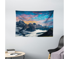 Alpine Clouds Foggy Wide Tapestry