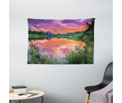 Sunset Reflection River Wide Tapestry