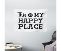 His is My Happy Place Phrase Wide Tapestry