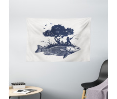 Man on Fish Island Wide Tapestry