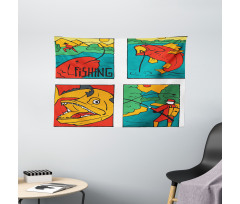 Fisherman Caricature Wide Tapestry