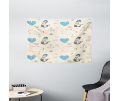 Balloon Fish Hearts Wide Tapestry