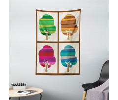 Striped Fall Silhouettes Tapestry