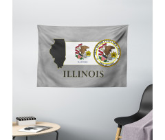 State Map and Flag Eagle Wide Tapestry