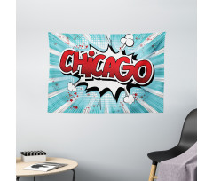 Pop Art Comic Book Chicago Wide Tapestry